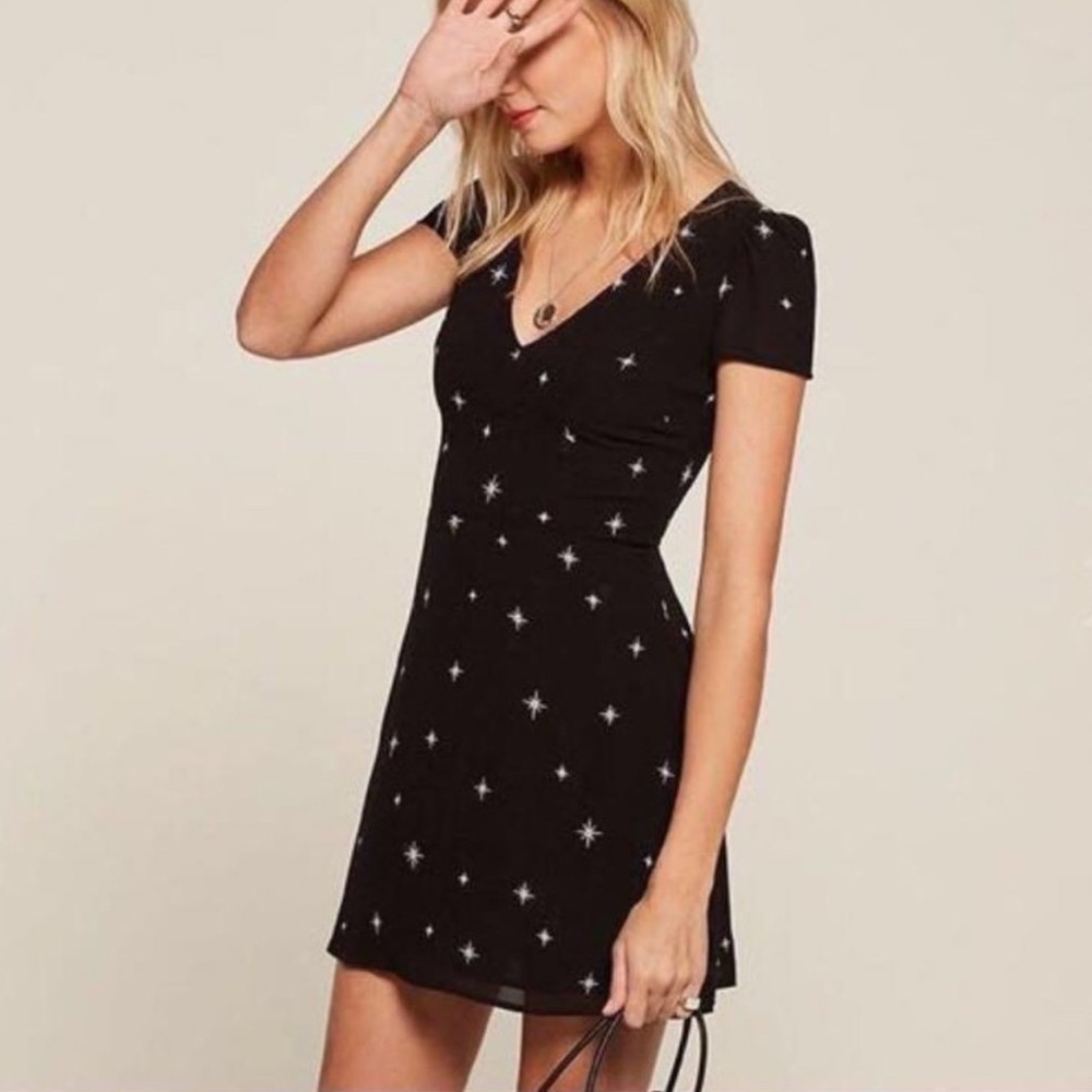 Reformation Black Star Mini Dress